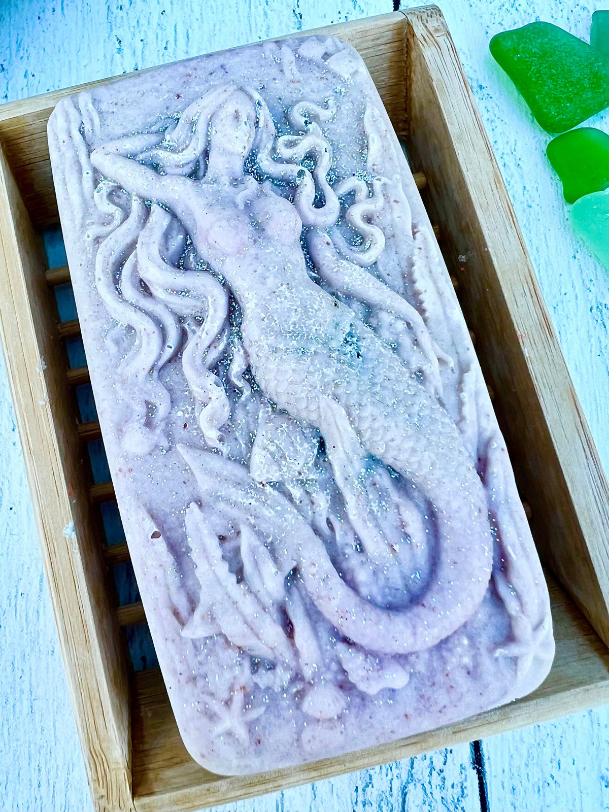 Fairyland Glade - Moon Magic Hidden Sea Glass Salt Soap Bar MADE TO ORDER