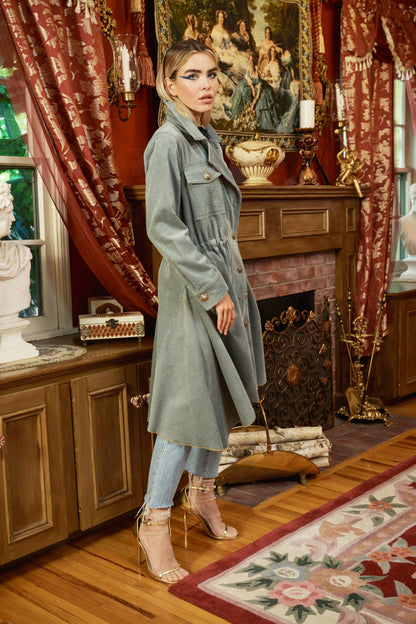 Aratta - Sweet November Corduroy Trench Coat: Slate / XL