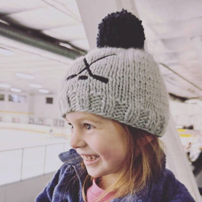 Huggalugs - Hockey Beanie Hat Ice Grey Baby & Kids