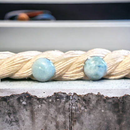 Jackie Gallagher Designs - Handmade Coastal Jewelry - Larimar Dot Post Earrings, 5mm