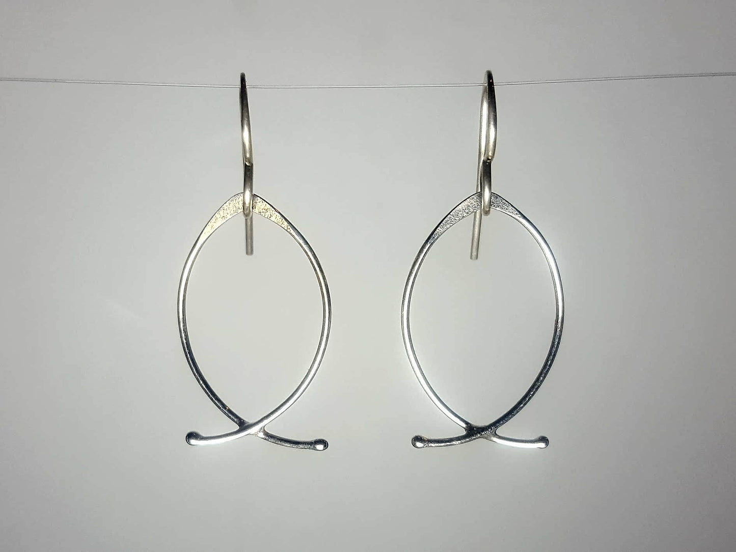 Ken’s handcrafted jewelry - Sterling Silver Earrings Fish