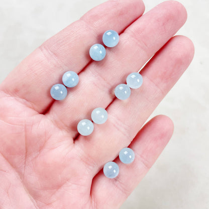 Ewelina Pas Jewelry - Silver 6mm Aquamarine Orb Stud Earrings