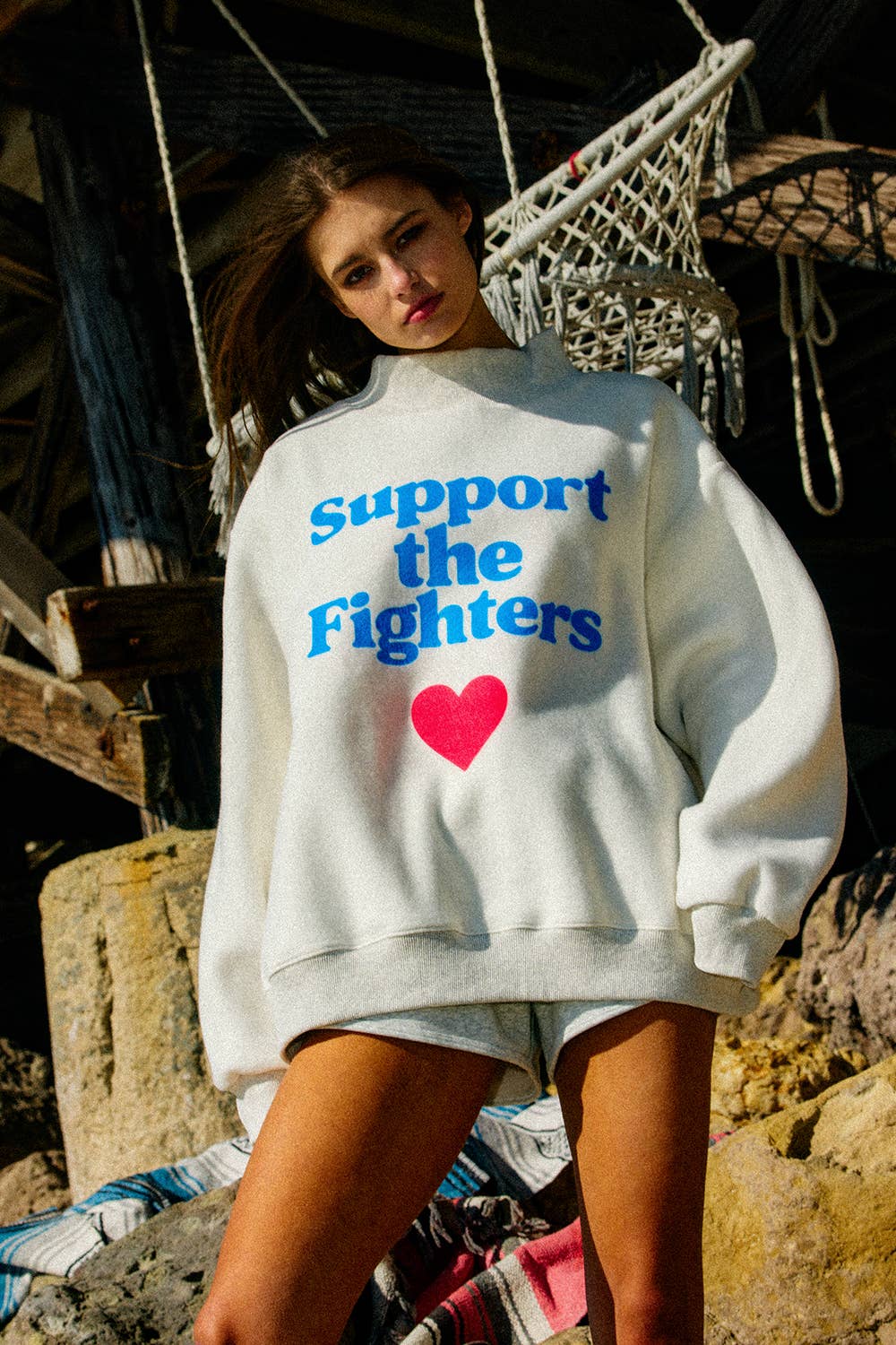 BUCKETLIST INC - IT2594-FCKCANCER Reversible Mock-Neck Sweatshirt