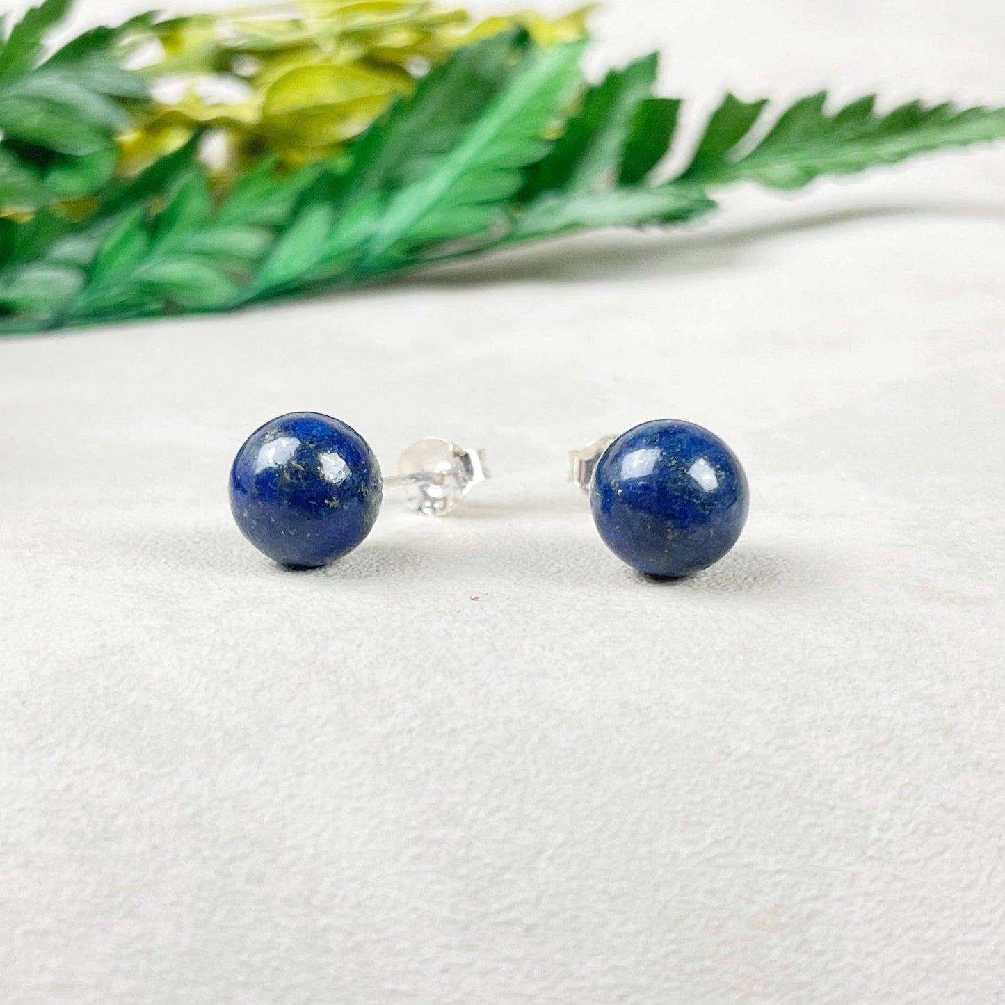 Ewelina Pas Jewelry - Silver 8mm Lapis Lazuli Orb Stud Earrings