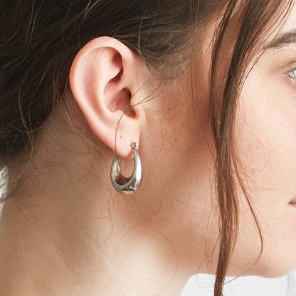 Admiral Row - Silver Oval Hoop Earrings - Jewelry