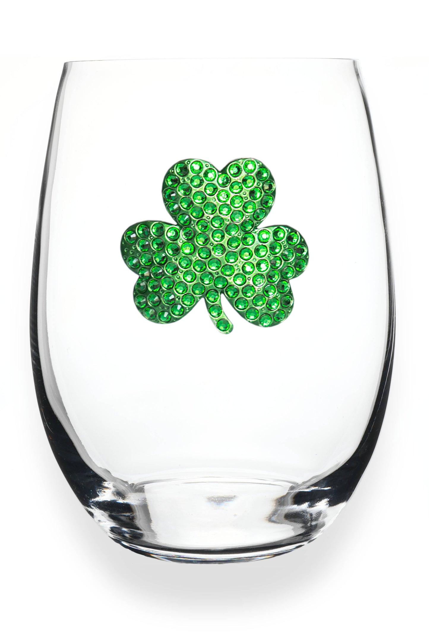 The Queens' Jewels® - St. Patrick's Day Shamrock Jeweled Stemless Wine Glass