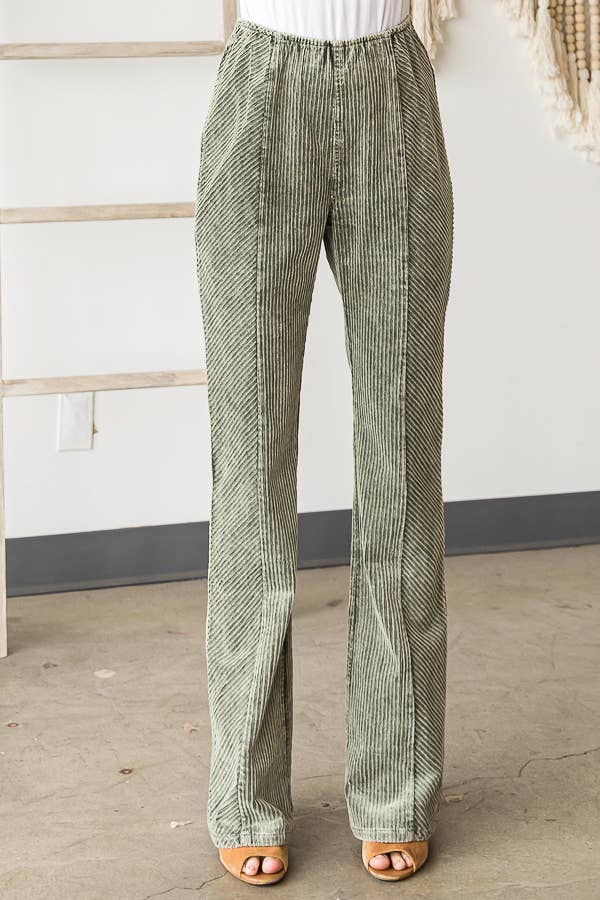 Oli&Hali - WASHED CORDUROY BOOTCUT PANTS - JP0082: CAMEL / L