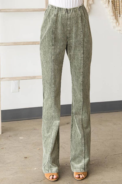 Oli&Hali - WASHED CORDUROY BOOTCUT PANTS - JP0082: CAMEL / S