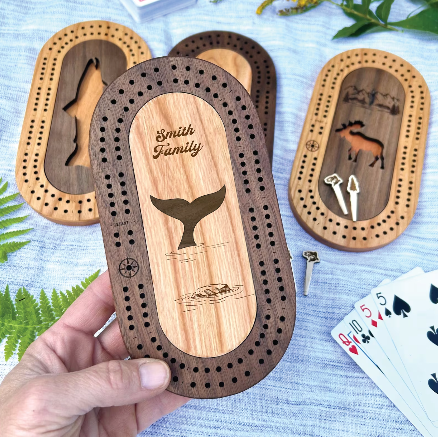 Cast & Carve - Wildlife Mini Travel Cribbage Board & Custom Pegs Set: Anchor / Select best pegs for us