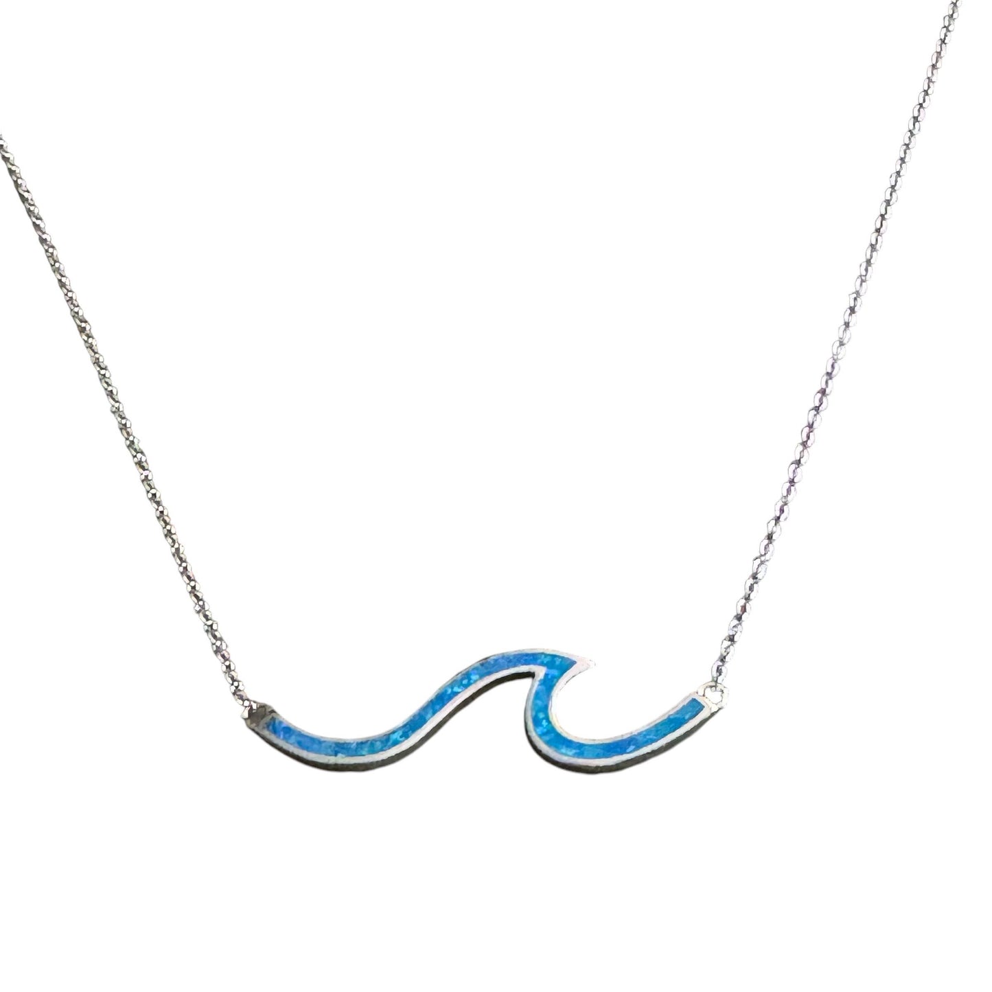 Jackie Gallagher Designs - Handmade Coastal Jewelry - Wave Necklace with lab opal, sterling silver