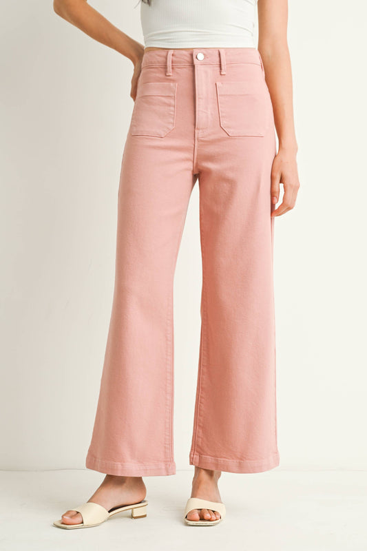 JUST BLACK DENIM - BP433J - DUSTY CORAL - Patch Pocket Wide Leg