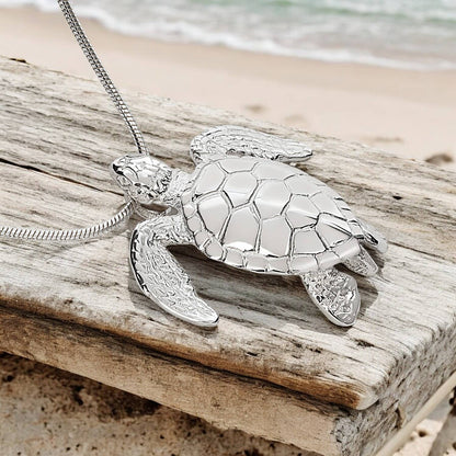 Big Blue by Roland St John - Green Turtle Sterling Silver: 18"