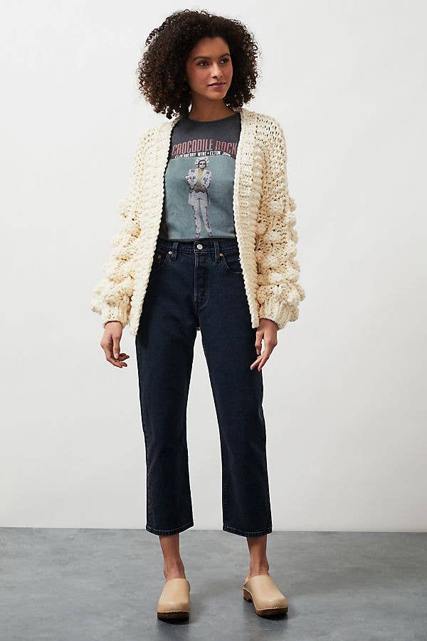 SAACHI - Bauble Sleeve Knit Cardigan Kimono: Pink