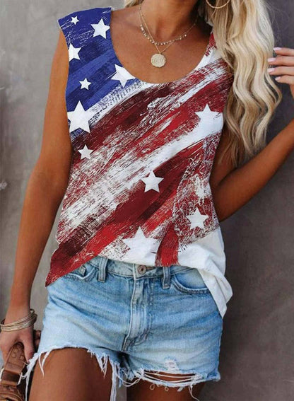 Rosa Clothing - 4th Of July Loose Printed Vest