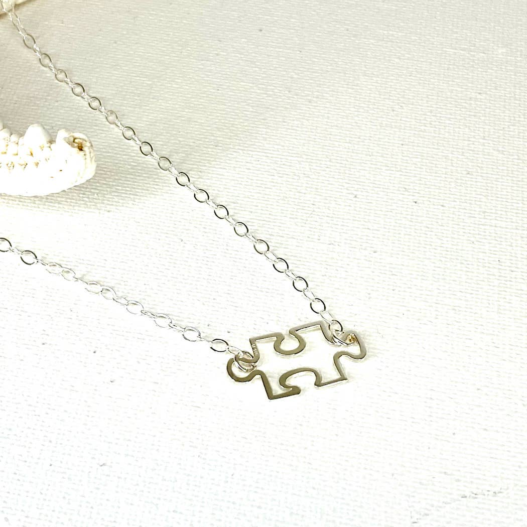 Jackie Gallagher Designs - Handmade Coastal Jewelry - Puzzle Necklace, You Complete Me sterling silver necklace