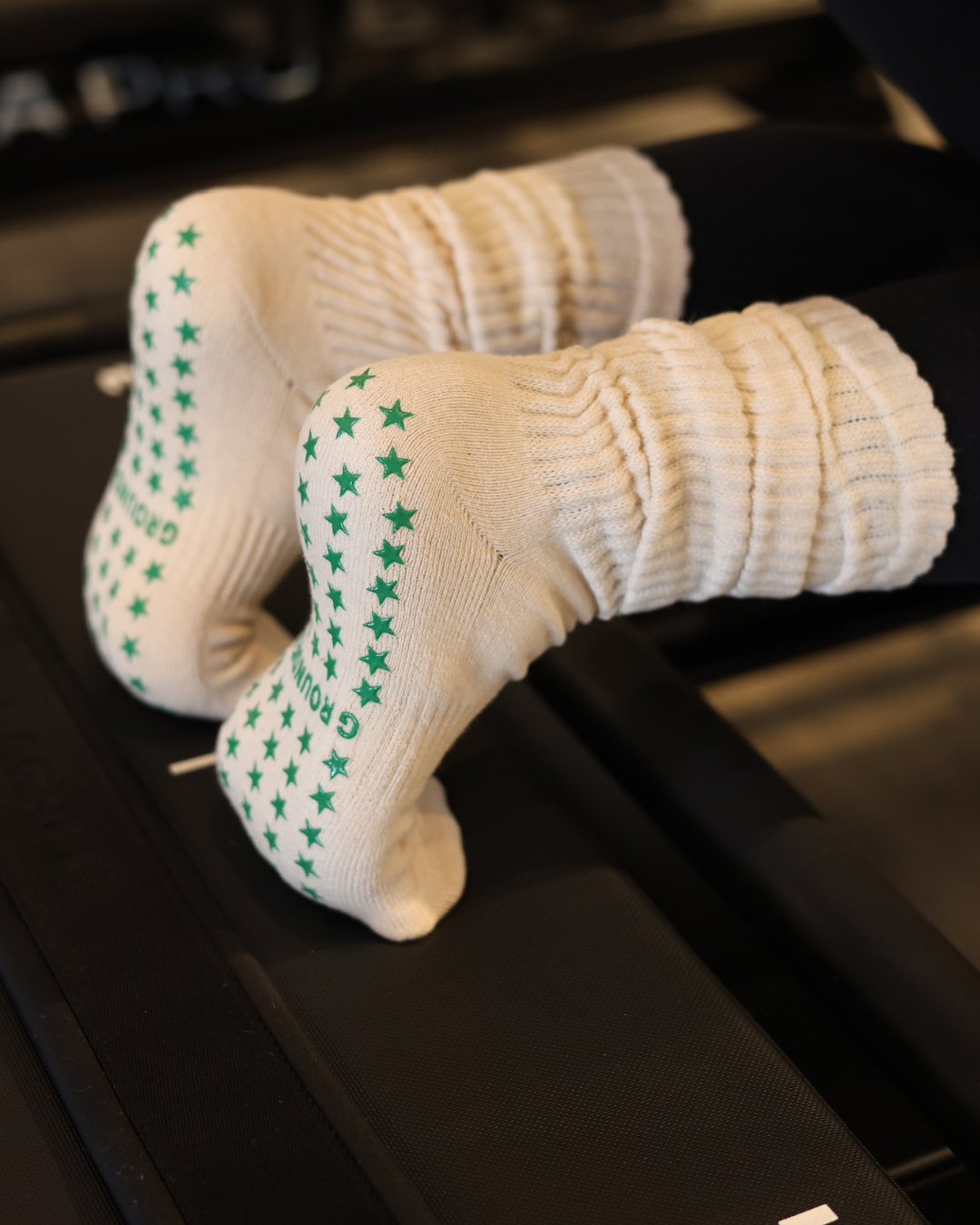 Grounded Grip Socks - Beige Scrunch Grip Socks for Pilates, Lagree, and Barre