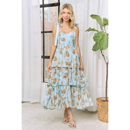 Sweet Generis - CHIFFONE FLORAL PRT TANK TIERED MAXI DRESS