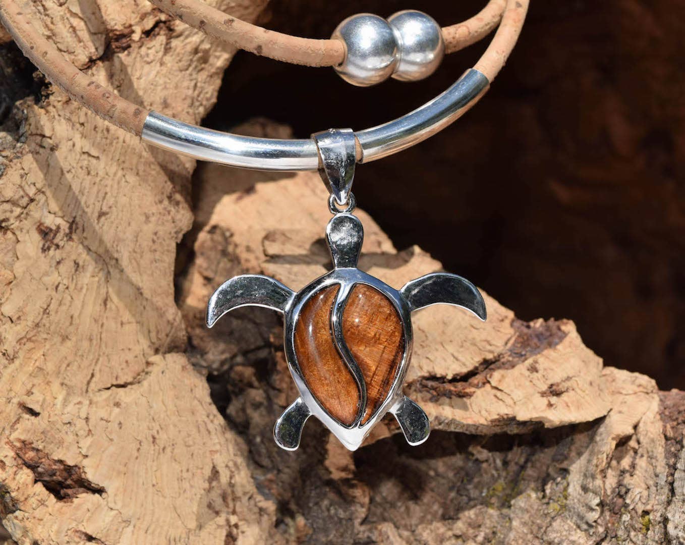 Cork Tree Designs - Koa Wood Turtle Earrings