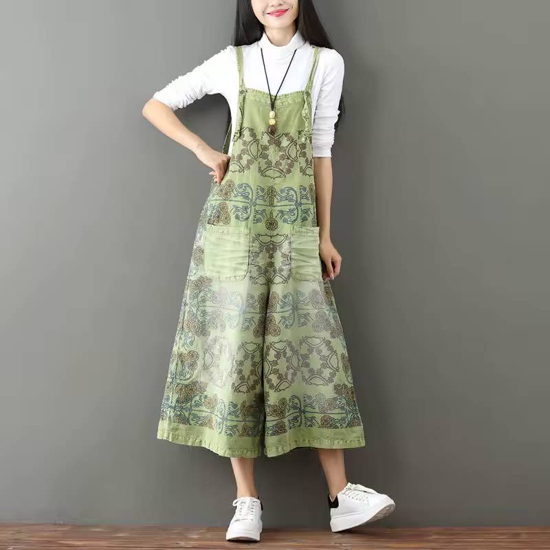 Serenity Collective - Denim Vintage Print Overall Jumper