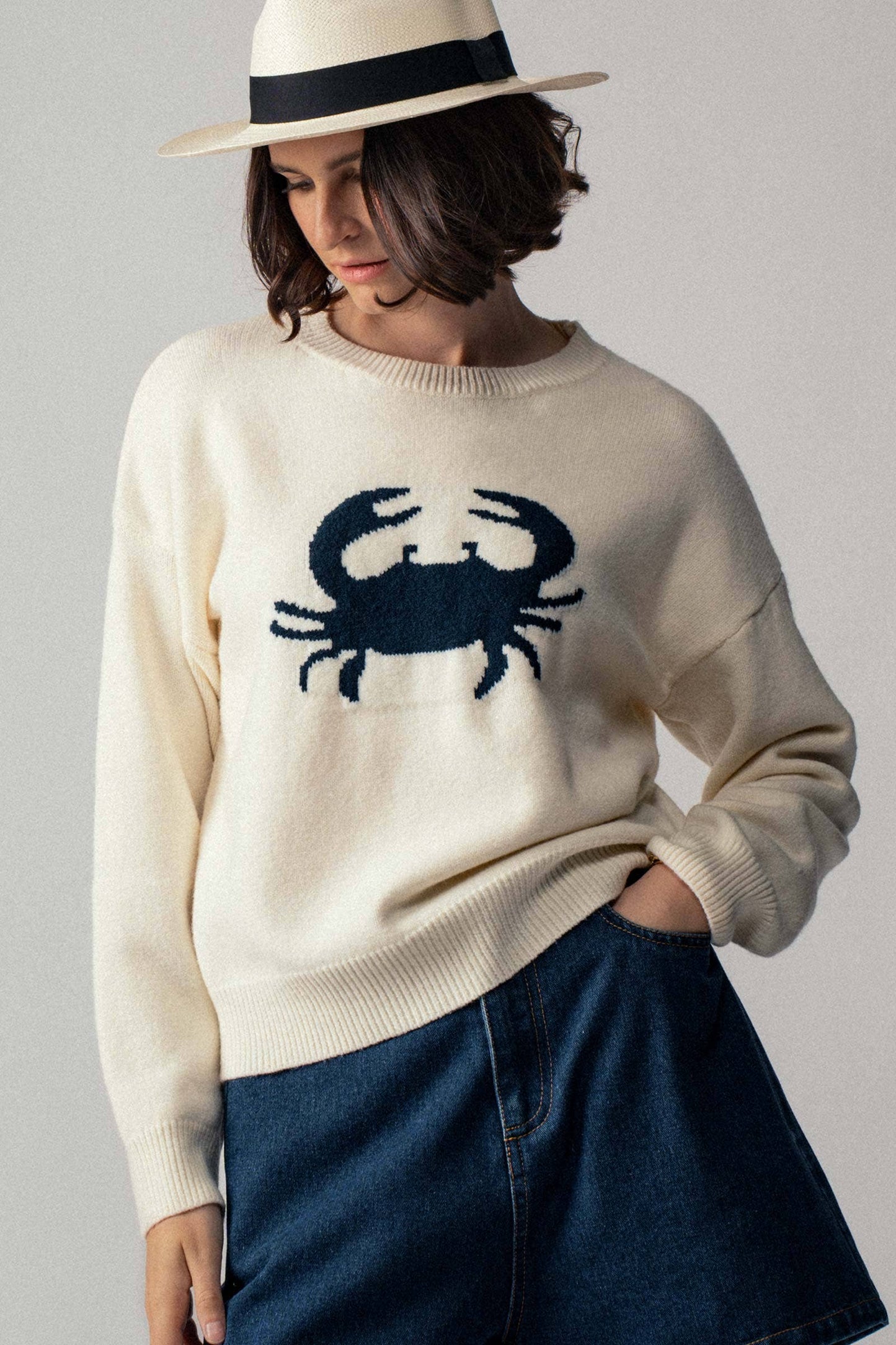 Urban Daizy - Crab Graphic Relaxed Knit Sweater