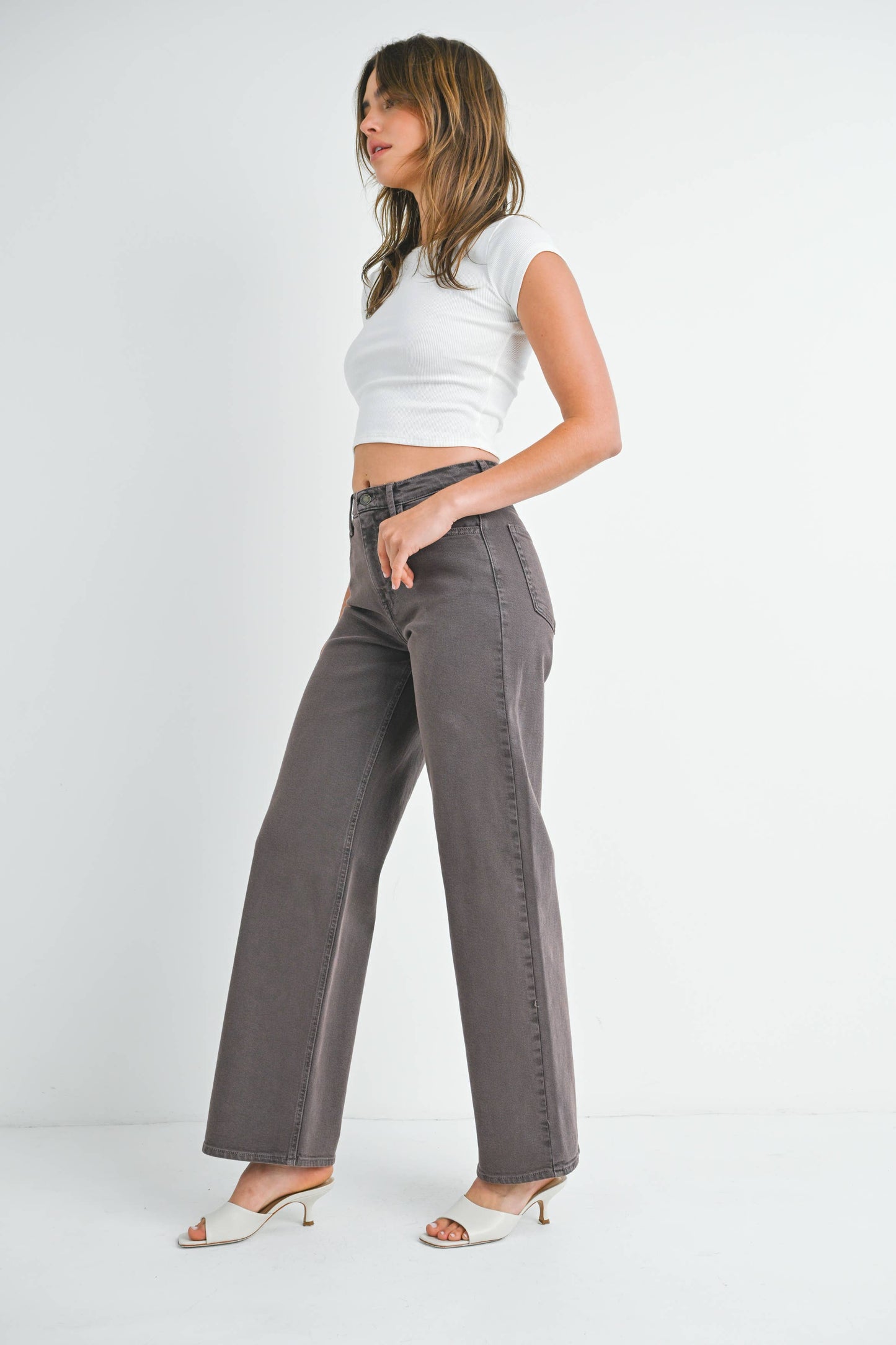 JUST BLACK DENIM - BP453J - VINTAGE BRWN - Relaxed Wide Leg