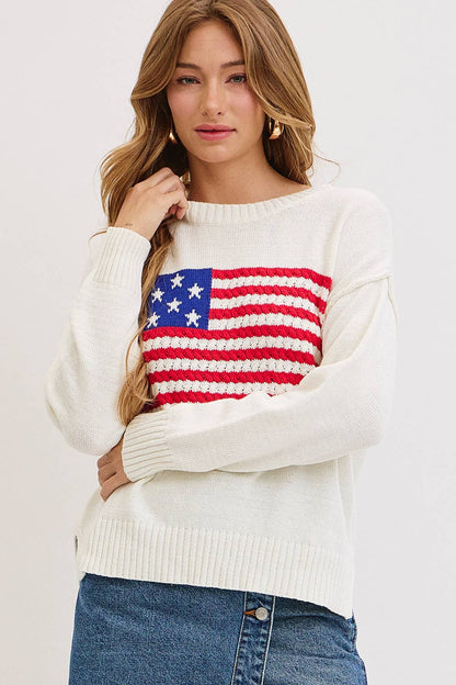 Sweet Lovely by Jen - AMERICAN FLAG SWEATER TOP