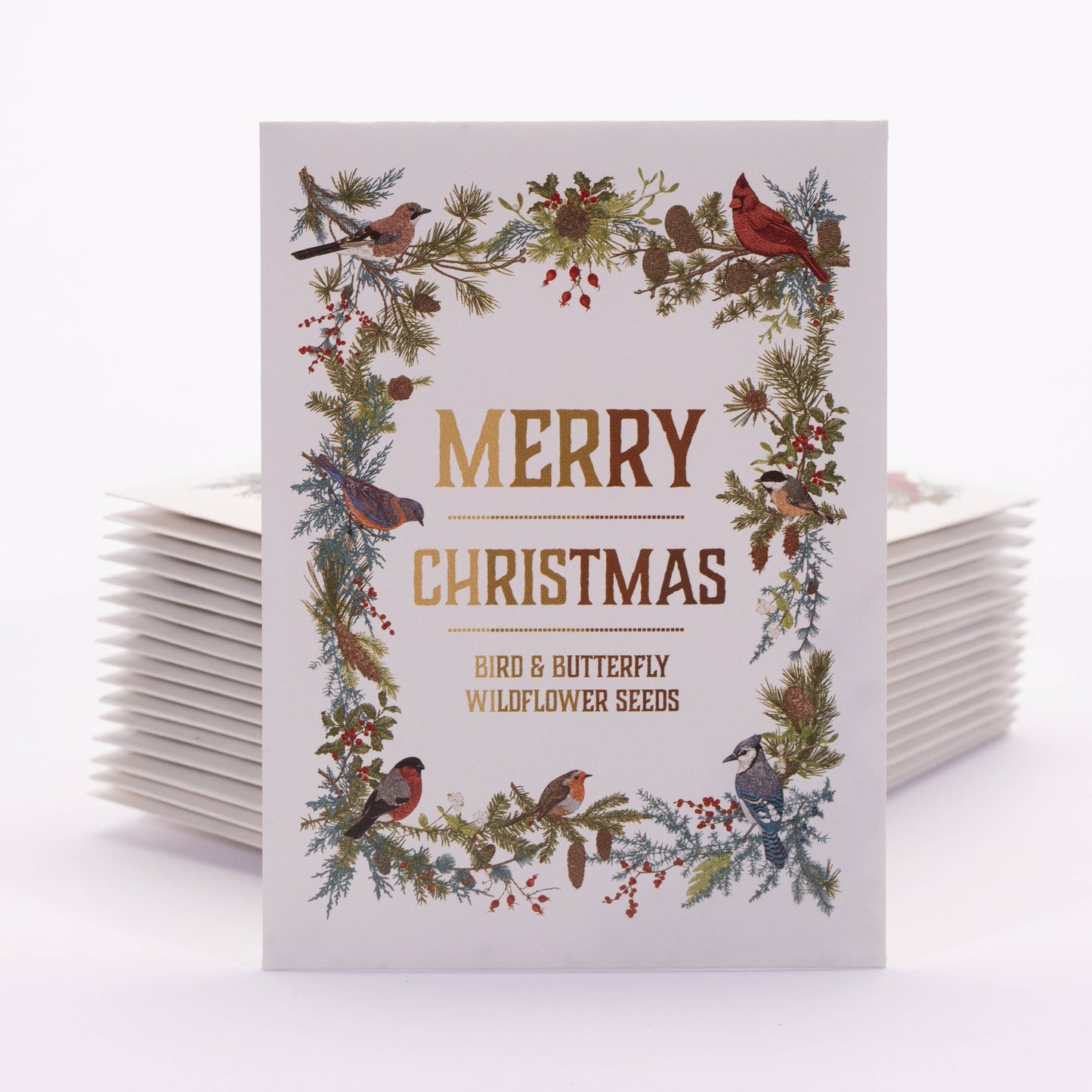 Bentley Seed Co. - Merry Christmas Wreath of Birds Gift Tag- Flower Seed Packet