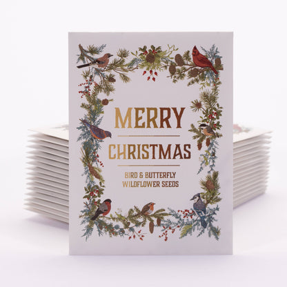 Bentley Seed Co. - Merry Christmas Wreath of Birds Gift Tag- Flower Seed Packet