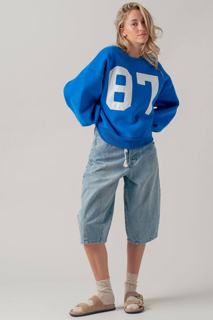 Urban Daizy - Drawstring Waist Barrel Leg Denim Shorts