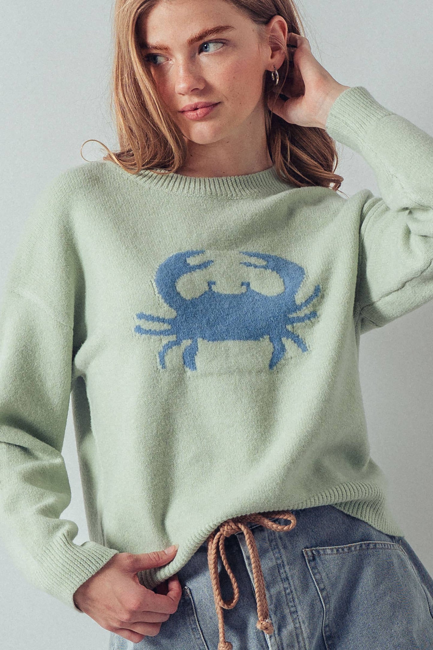 Urban Daizy - Crab Graphic Relaxed Knit Sweater