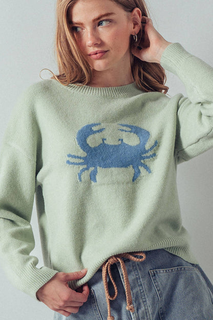 Urban Daizy - Crab Graphic Relaxed Knit Sweater