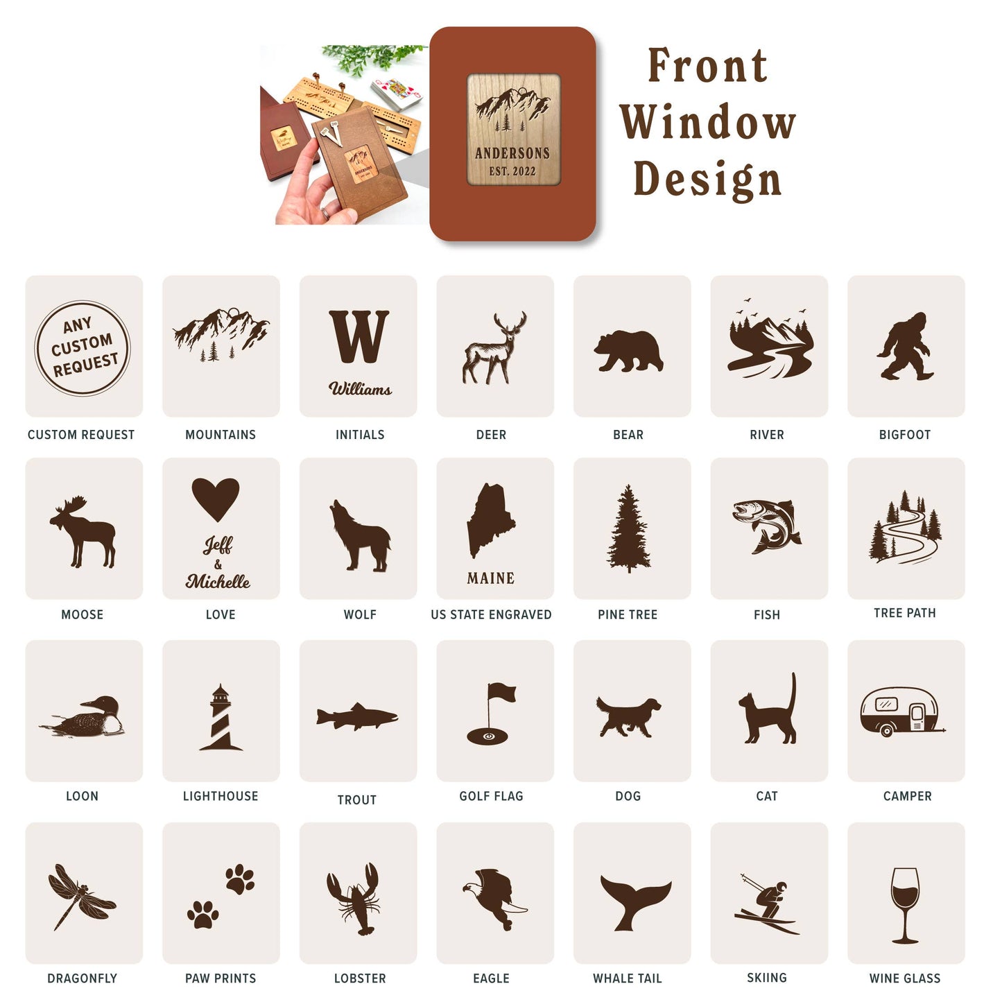 Cast & Carve - Travel Cribbage Board - Custom Design with Unique Pegs: Check Customize Box Below to Share Details for your board / No Extra Engrave Inside Board