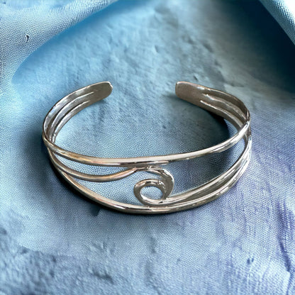 Jackie Gallagher Designs - Handmade Coastal Jewelry - Wave Cuff/Bracelet, Sterling silver