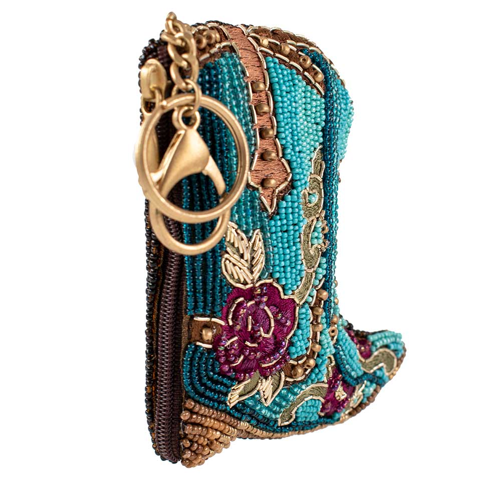 Mary Frances Accessories - Kickin' Around Beaded Cowboy Boots Coin Purse/Key Fob
