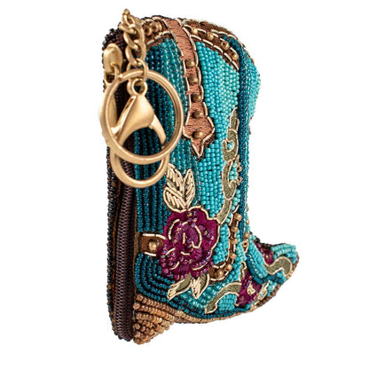 Mary Frances Accessories - Kickin' Around Beaded Cowboy Boots Coin Purse/Key Fob