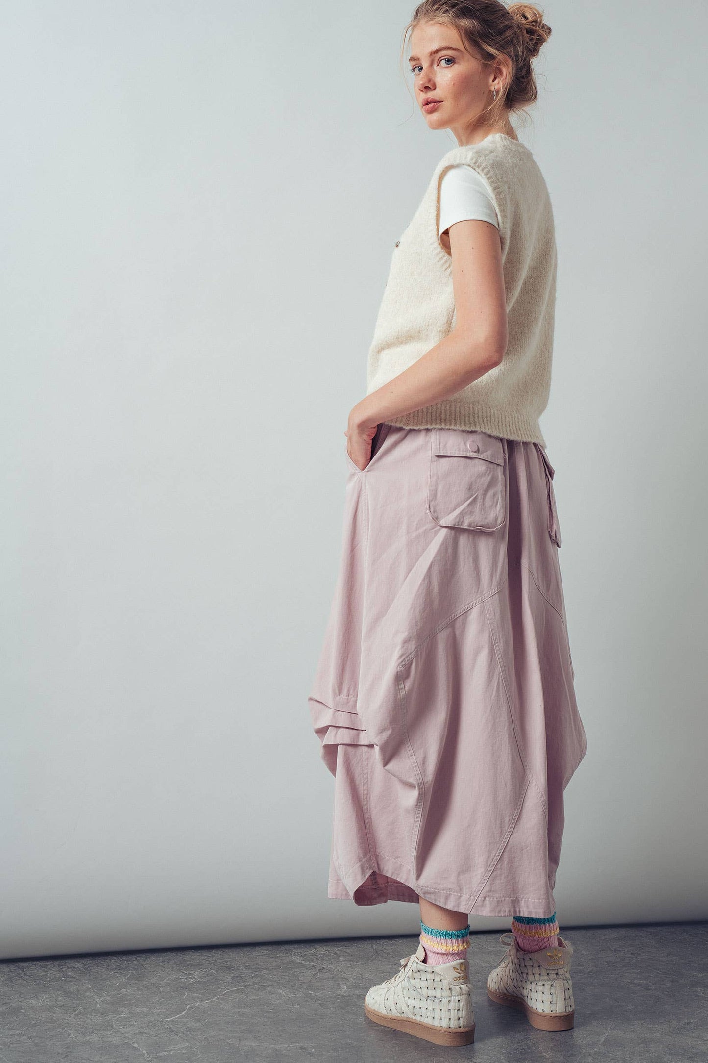 Urban Daizy - Balloon Hem Drawstring Maxi Skirt
