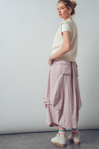 Urban Daizy - Balloon Hem Drawstring Maxi Skirt