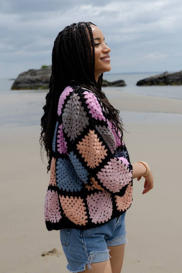 SAACHI - Modern Pastel Crochet Squared Short Jacket