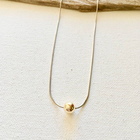 Jackie Gallagher Designs - Handmade Coastal Jewelry - Sterling Silver & Gold Ball Necklace 20"