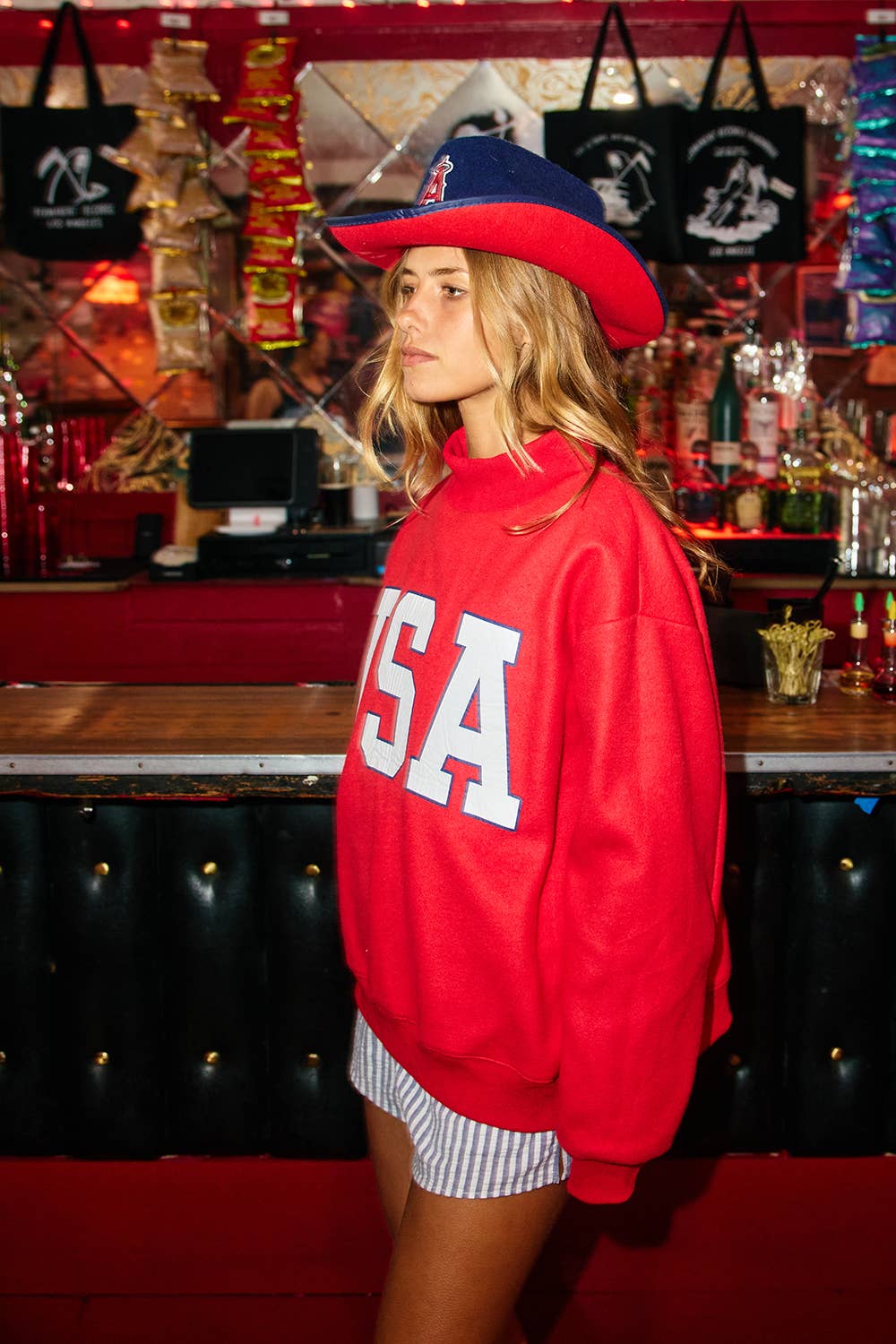 BUCKETLIST INC - IT2594-USAFLAG 'USA & FLAG' Reversible Mock Neck Sweatshirt