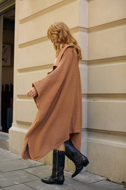 SAACHI - Comfy Oversized Waffle Knit Collared Jacket