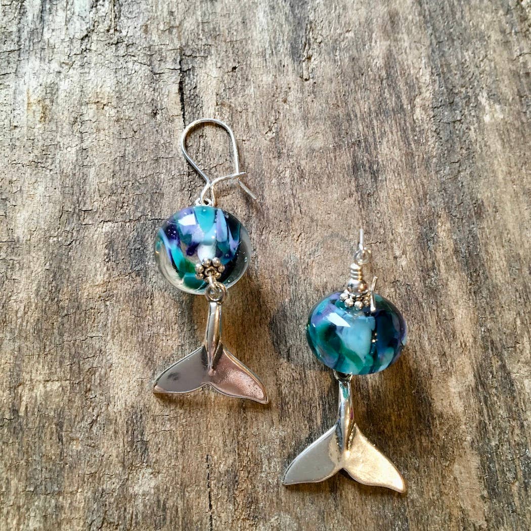 Jackie Gallagher Designs - Handmade Coastal Jewelry - Mermaid Tail Lampwork Glass Earring