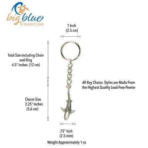 Big Blue by Roland St John - Reef Shark Keychain,  Shark Key Ring, Gifts for Scuba Divers
