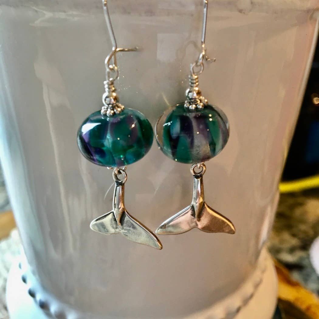 Jackie Gallagher Designs - Handmade Coastal Jewelry - Mermaid Tail Lampwork Glass Earring