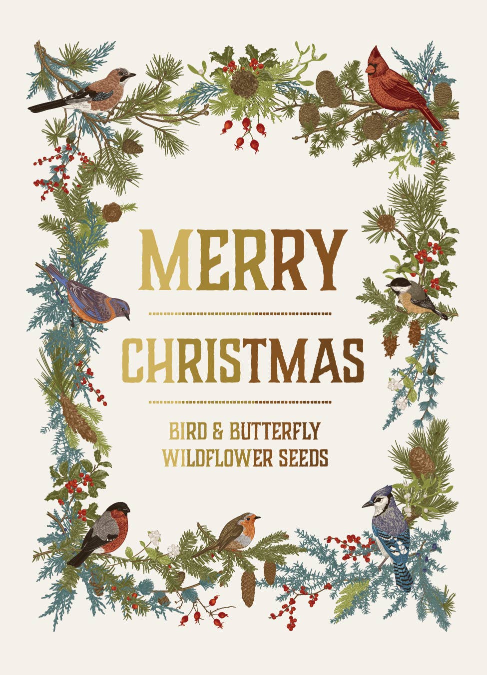 Bentley Seed Co. - Merry Christmas Wreath of Birds Gift Tag- Flower Seed Packet