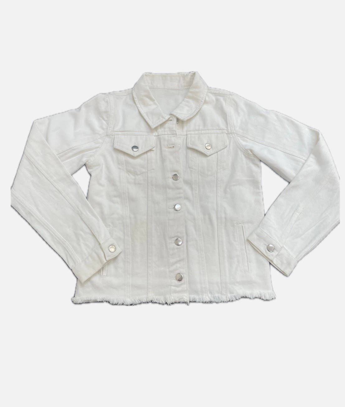 Tiana Designs - White denim jacket WT DJ US FLAG