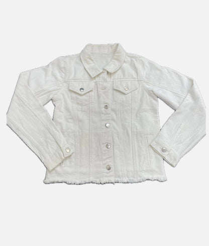 Tiana Designs - White denim jacket WT DJ US FLAG