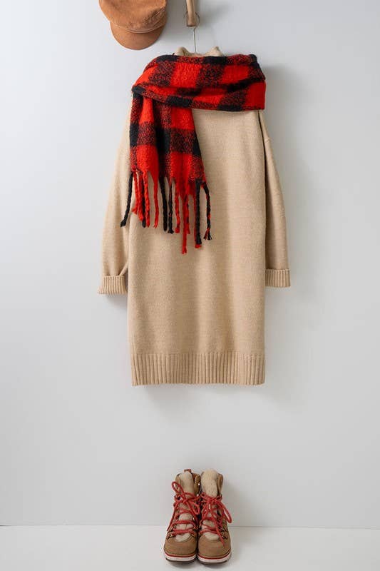 THICK TURTLENECK LOOSE FIT KNIT SWEATER DRESS