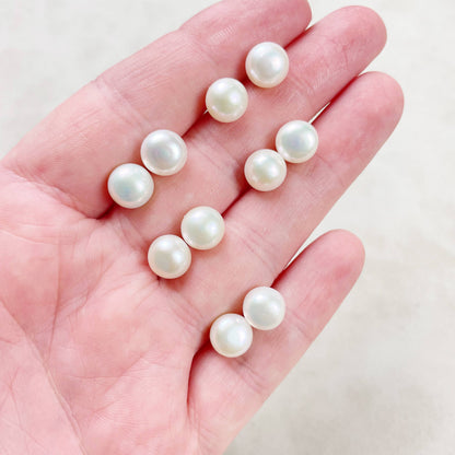 Ewelina Pas Jewelry - Silver 8mm Freshwater Pearl Orb Stud Earrings