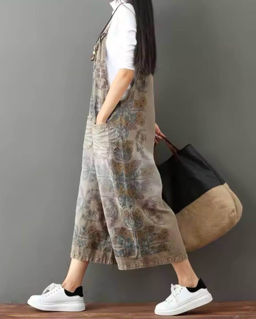 Serenity Collective - Denim Vintage Print Overall Jumper